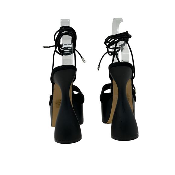 EGO Bite Me black lace up peep toe platform sandal heels size 5 US 6 - Picture 13 of 14